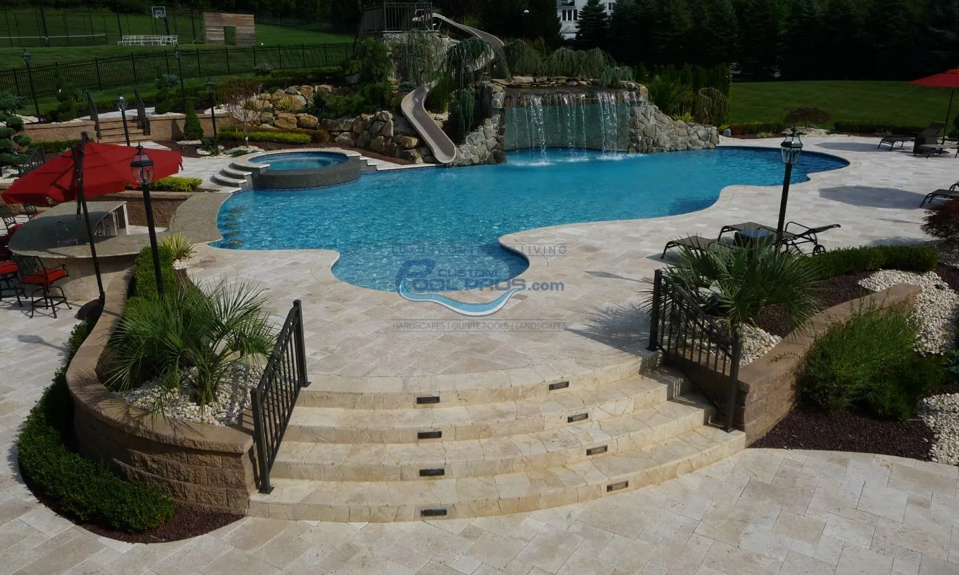 freeform style inground pool installation